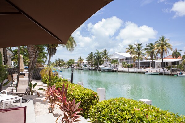 View from back porch and into canal- with room for your boat!