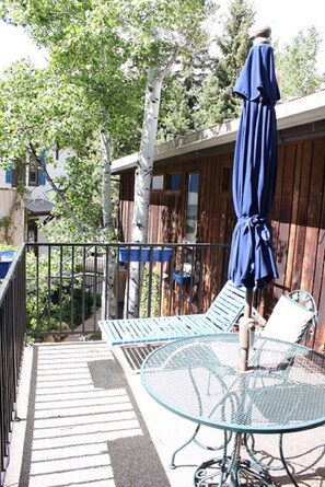Balcony over looking the pool.