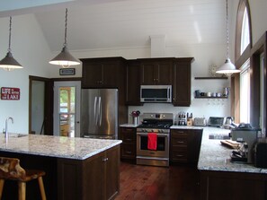 Kitchen and Island with prep sink