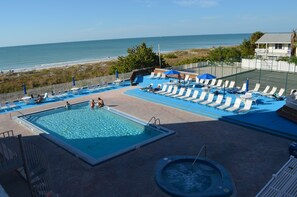 Large pool and jacuzzi plus tennis court