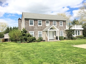 Classic shingle Southampton home with spacious front and backyard garden - pool.