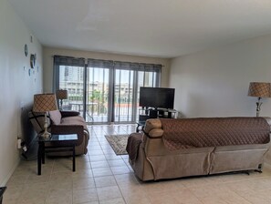 Living room with South side balcony