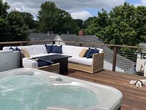 Huge Roof Top Deck w/new Serena and Lily furniture, and a new fire pit, hot tub.