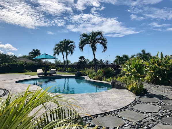 Pool deck and side yard