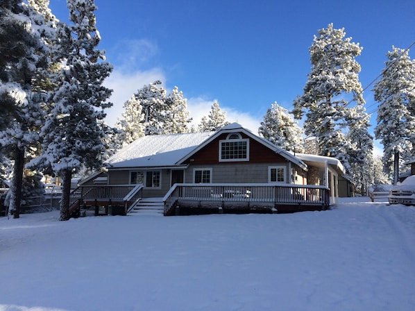 Winter view of cabin