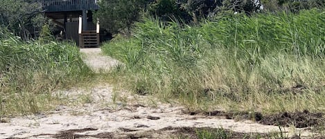 Walkway to sound and small sandy beach