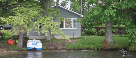 View of the cottage from the end of the dock