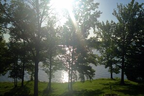 A view of the lake from the deck.