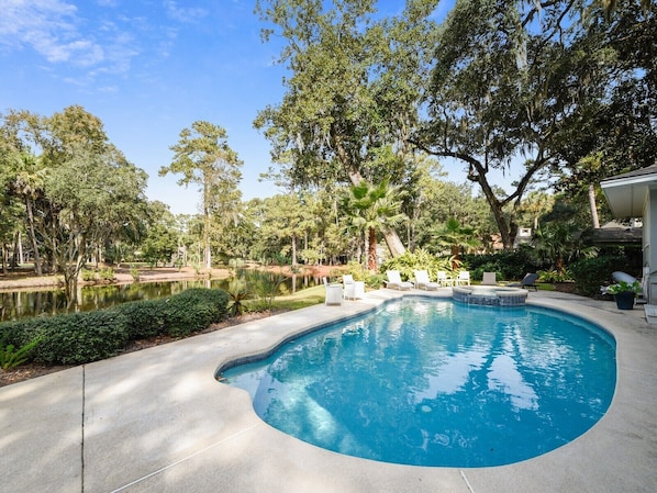 Pool Overlooking Lagoon and Golf Course at 66 Heritage Road