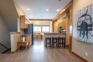 Stairs on left up from entry way. 