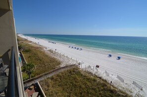 Miles of white sand beach is just steps away for walking and collecting shells.