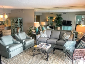 Den with Queen sofa bed and large flat screen TV
