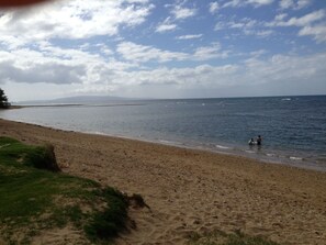 The beachfront! sandy and walk a mile to Monsoon Indian restaurant(Tues-Sun) 