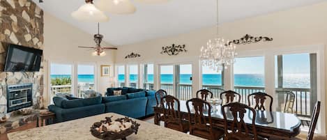 Gorgeous ocean views seen through 10 floor-to-ceiling windows in main areas.