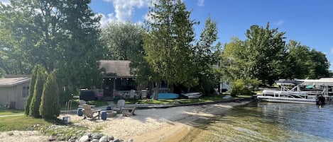 Lakeside at the cottage. Look at the rippling sand and crystal clear water!