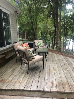 Deck and chairs off of master bedroom