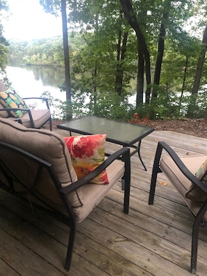 Deck and chairs off of master bedroom