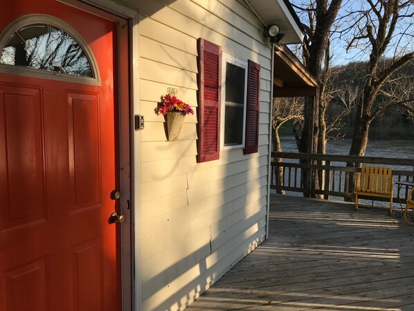 Welcome...the front door and the river.