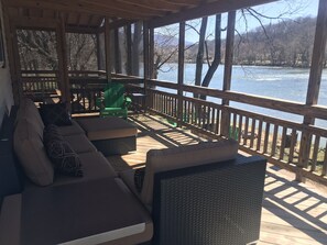  Porch overlooking the river, view east. Perfect spot for morning coffee sipping