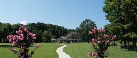 View of the home from the lake, it's closer than it looks