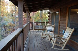 A great view of Mt. LeConte from the hot tub or rocking chairs and porch swing