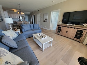 Living Room with Love Seat and Couch That Opens Into Pull Out Bed