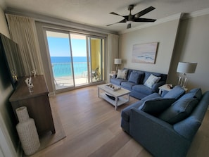 Living Room with Love Seat and Couch That Opens Into Pull Out Bed