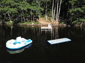 Private Dock, float, and water mat. Shared trampoline for guest use