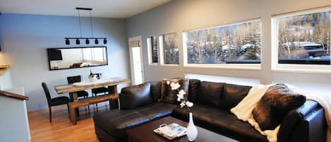 Living and Dining Area With Great Views and Natural Light