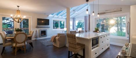 Open, kitchen,Dining Living area glass sky light