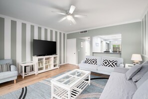 Spacious living room with ample seating
