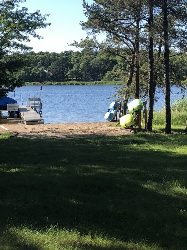 Sand Beach Extends to end of 60" L Dock at 4 ft Depth w/Ladder & Convert Bench