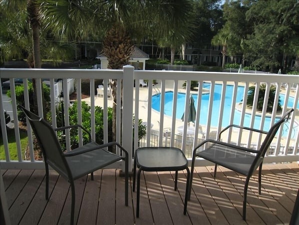 Specacular view of pool from condo balcony