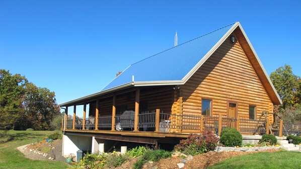 View of front and covered deck