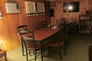 A large dining table for six..