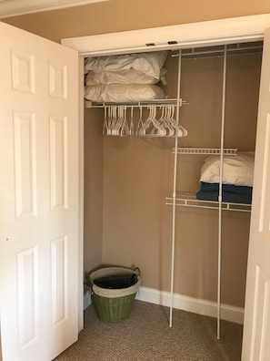 Plenty of closet space with hangers