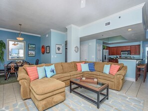 Dining room and kitchen from living room
