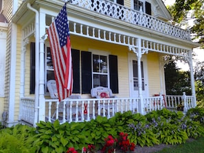 The front porch is a favorite place to watch the sunrise with a cup of coffee!