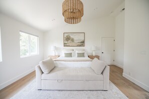 Primary Bed#1 (Upstairs)-King bed (SleepNumber)& S. Sofa. Private bath attached.
