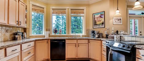 Kitchen with views to the Monashee Mountains