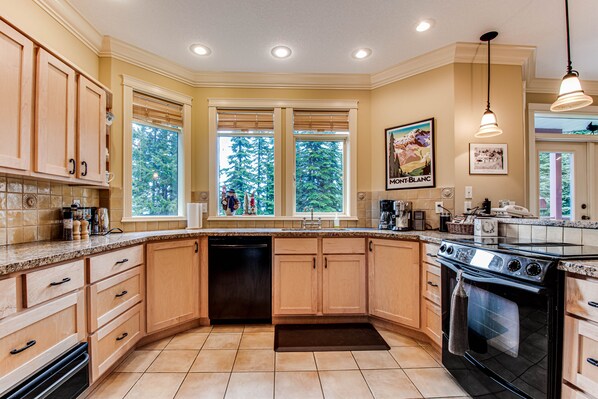 Kitchen with views to the Monashee Mountains