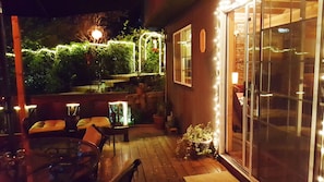 Back deck at night under the quiet peaceful mountain sky. Late May thru November