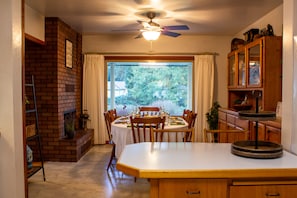 Open kitchen and dining room.