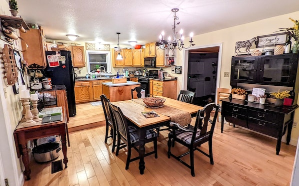 Dining room and kitchen