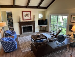 2nd story Living Room with glorious sunset and marsh views
