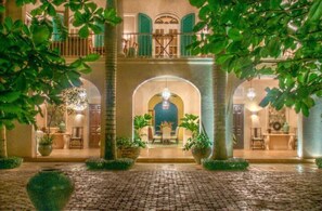 Evening solitude in central courtyard  enjoyed from surrounding terraces