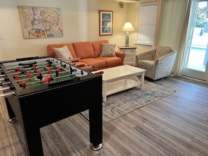 New Floors and new furniture in Rec Room on ground level. 
