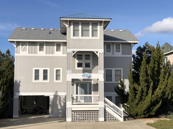 Front of house. Plenty of parking and so close to the beach.