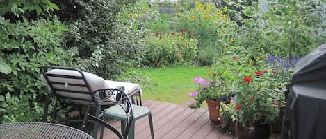 Backyard deck and gardens