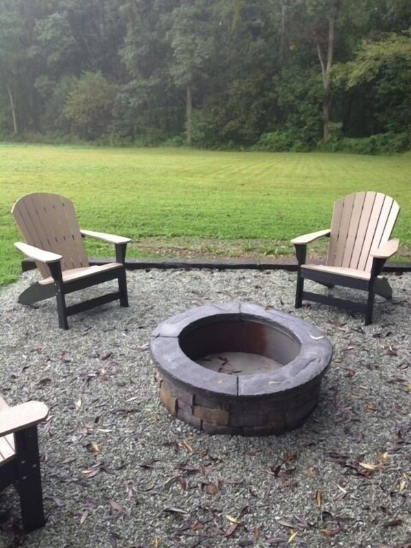 Fire Pit Area with 4 Adirondack Chairs